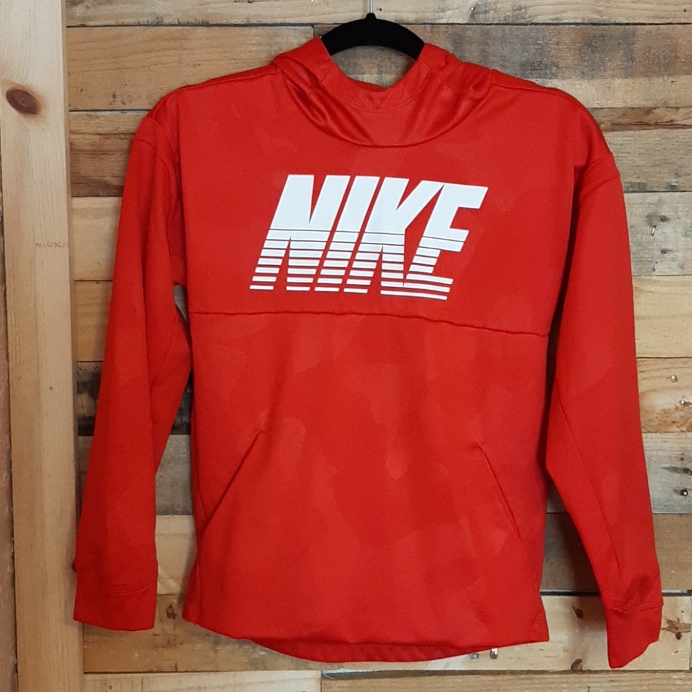 Nike red hooded pullover kids Size L